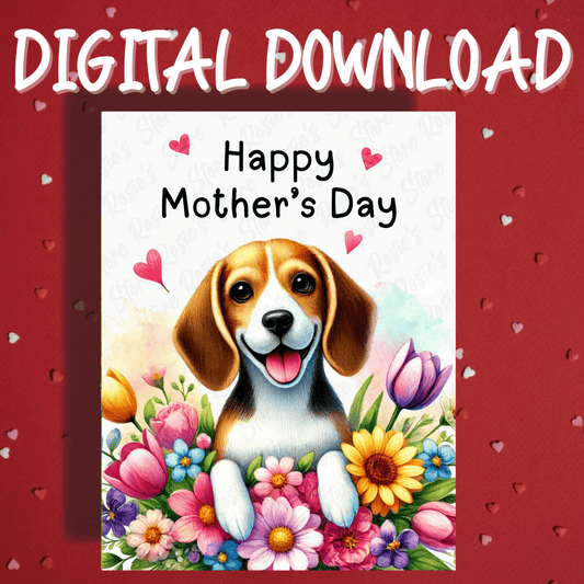 Mother's Day Digital Greeting Card, Beagle Dog: Happy Mother's Day
