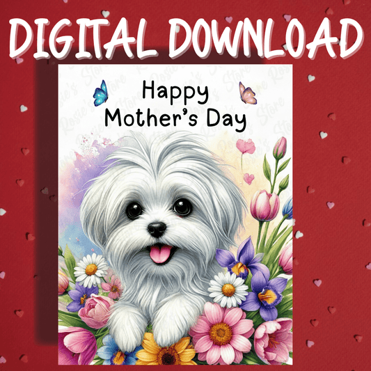 Mother's Day Digital Greeting Card, Maltese Dog: Happy Mother's Day
