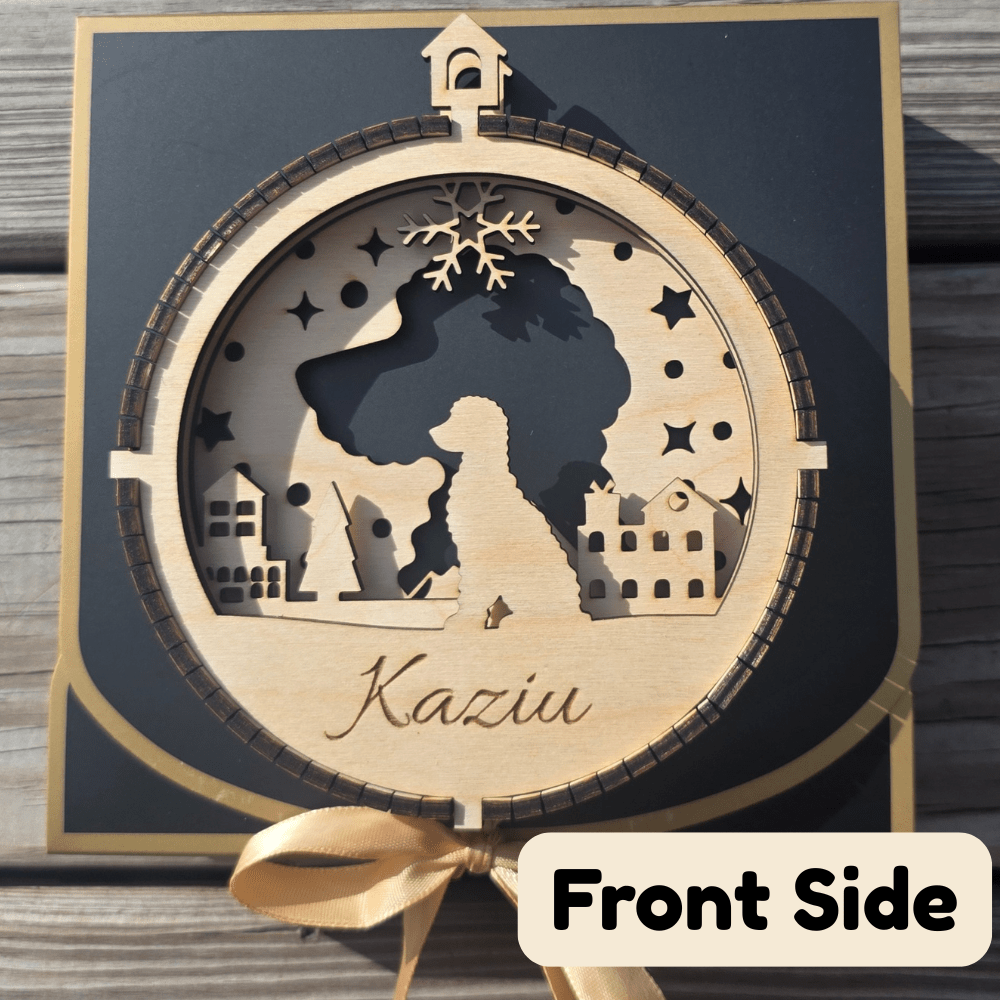 3D Wooden Dog Ornament: Goldendoodle