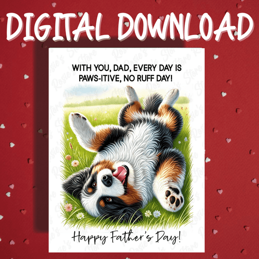 Father's Day Digital Greeting Card, Bernedoodle Dog: Happy Father's Day