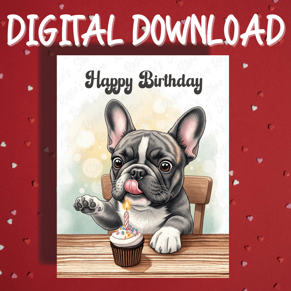 Birthday Digital Greeting Card, French Bulldog Pet Lover 01: Happy Birthday