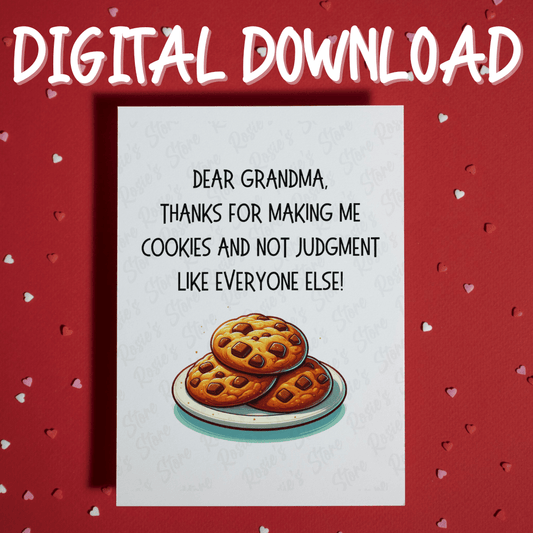 Grandma Gift, Digital Greeting Card For Grandmother: Cookies & Love