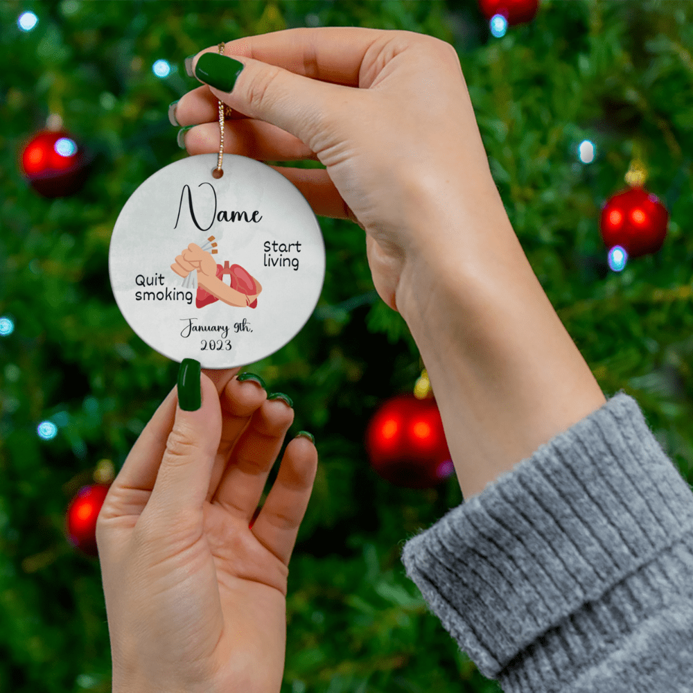 Quit Smoking Gift, Personalized Ceramic Ornament: Quit Smoking