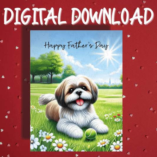 Father's Day Digital Greeting Card, Shih Tzu Dog: Happy Father's Day