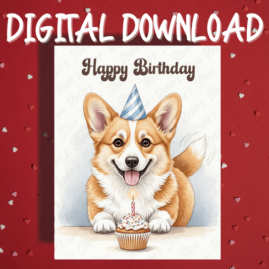 Birthday Digital Greeting Card, Welsh Corgi Dog Pet Lover: Happy Birthday