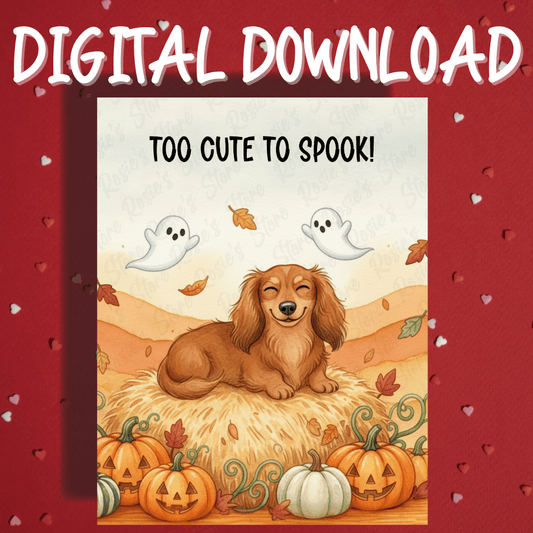 Halloween Fall Digital Greeting Card, Dachshund Wiener Dog Pet Lover: Too Cute To Spook!
