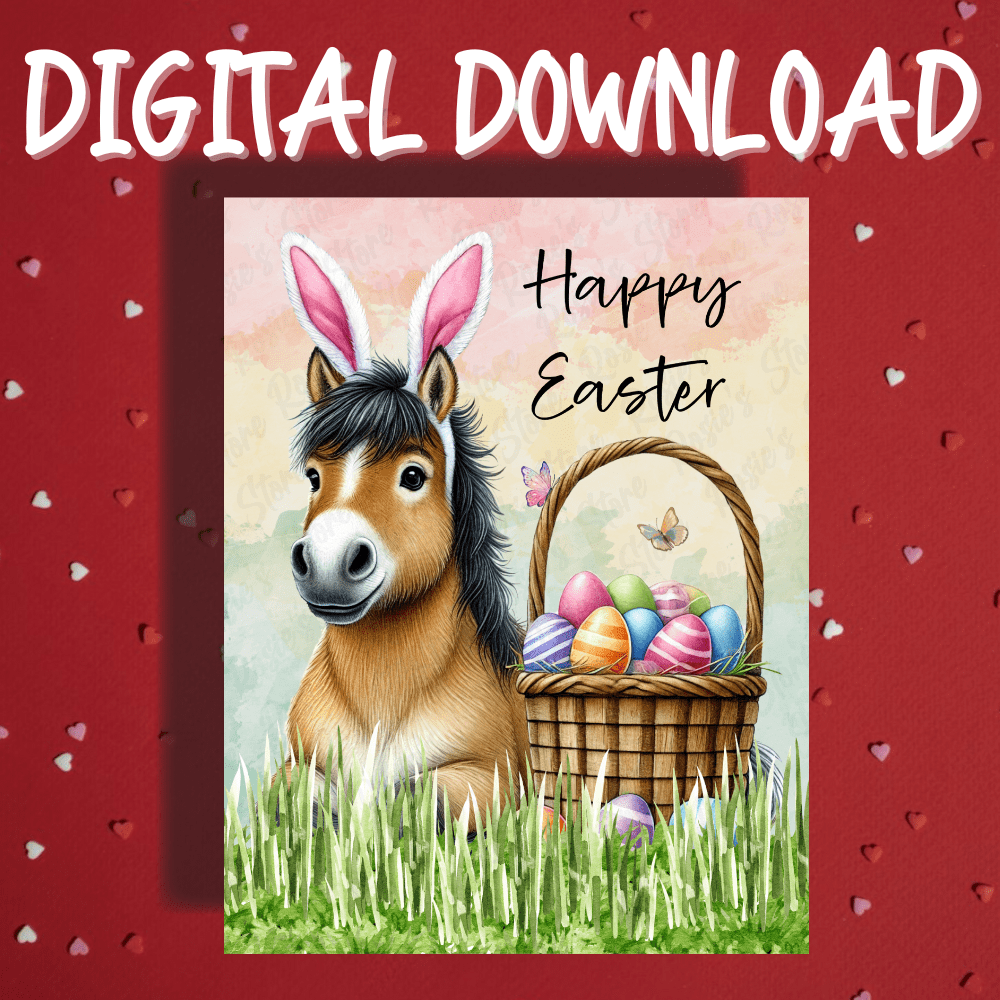 Easter Digital Greeting Card, Horse: Happy Easter