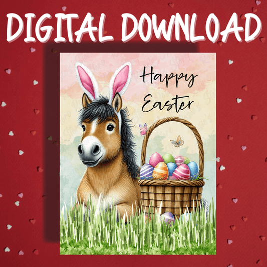 Easter Digital Greeting Card, Horse: Happy Easter