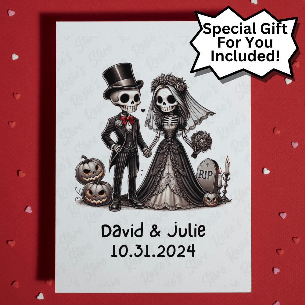 Customizable Halloween/Wedding Ceramic Ornament with A Special Gift: Groom & Bride