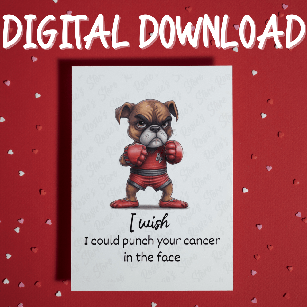 Cancer Digital Greeting Card: I Wish I Could Punch...