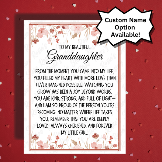 Granddaughter Greeting Card From Grandparent(s): From The Moment...