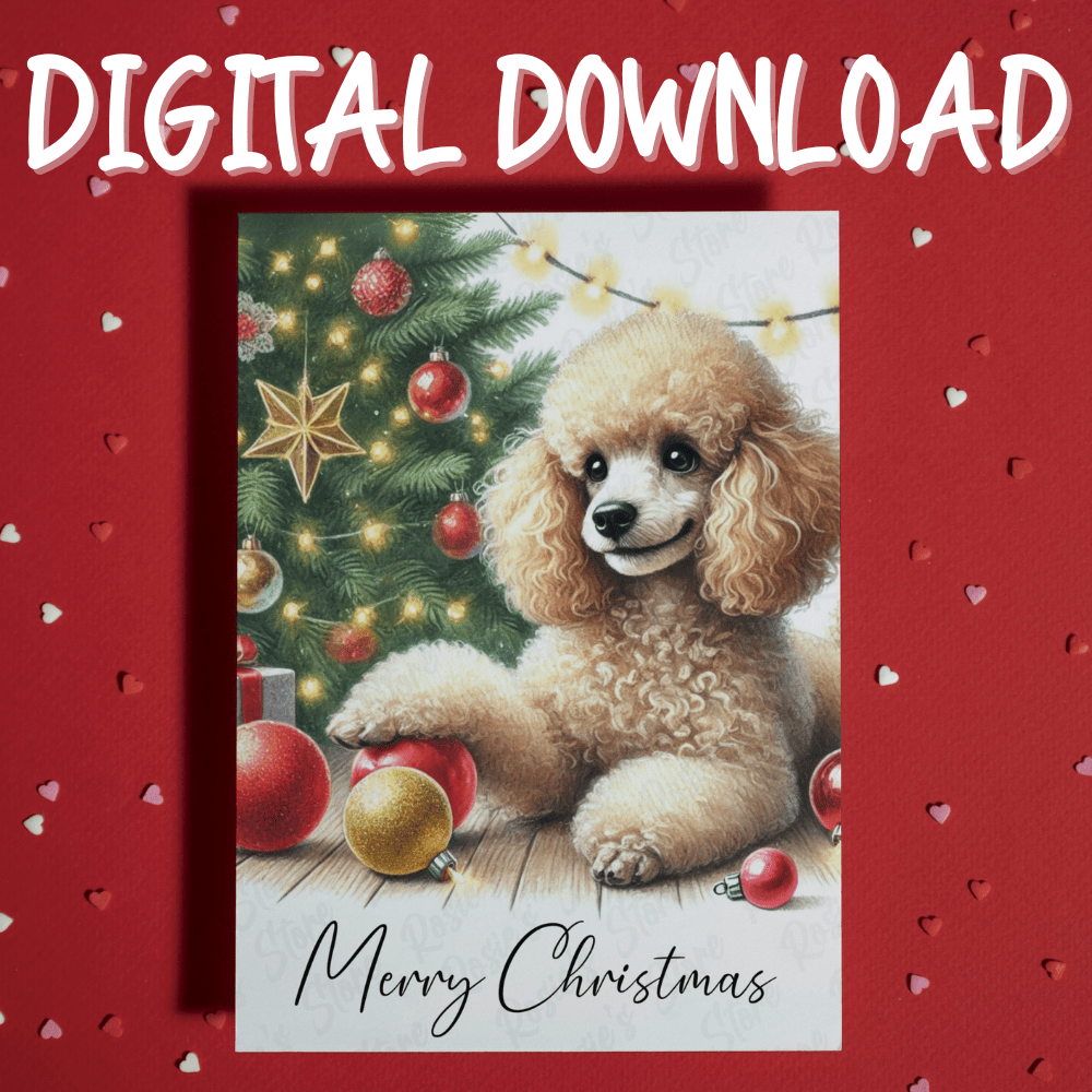 Christmas Digital Greeting Card, Poodle: Merry Christmas