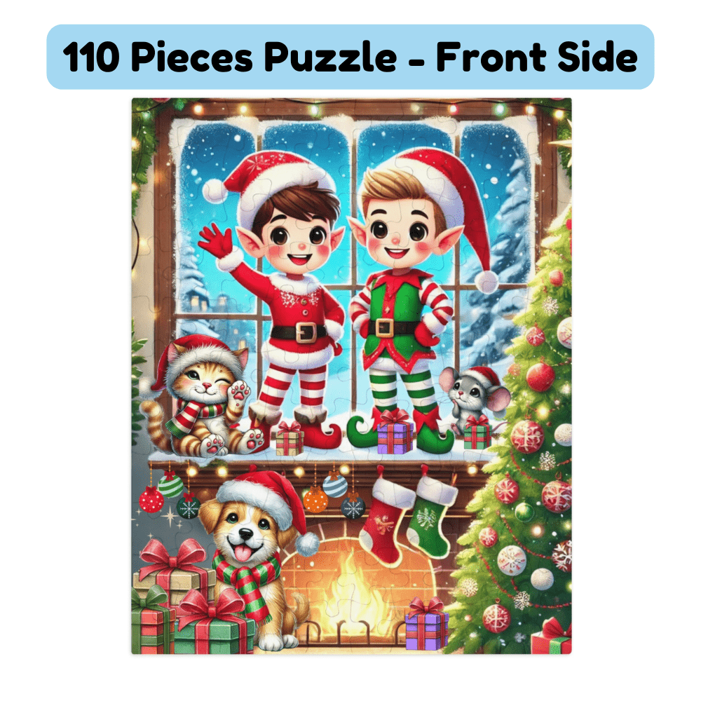 Christmas Gift, Personalized Elf Letter Double-Sided Jigsaw Puzzle: Goodbye or Hello From Your Elf (Elves)