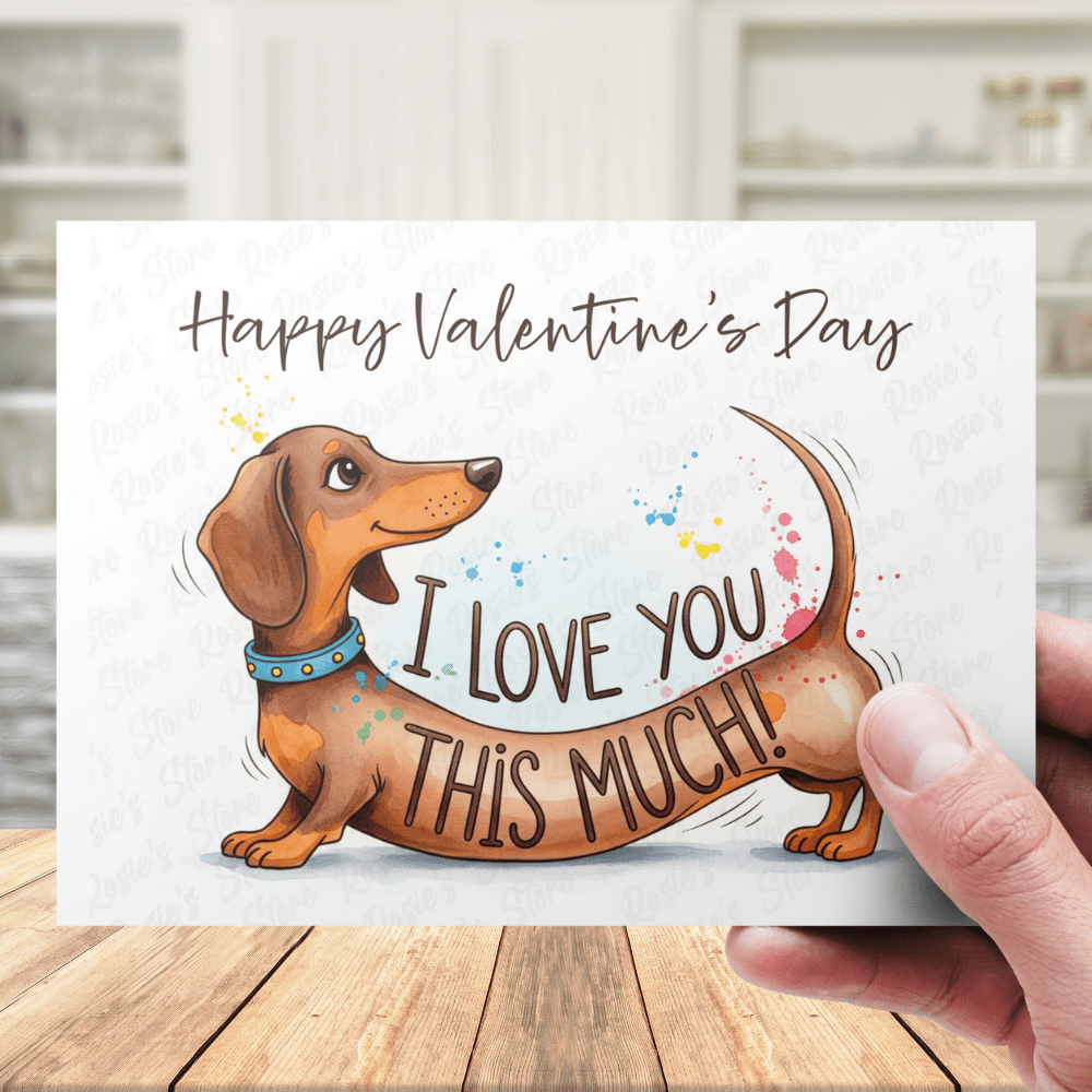 I Love You This Much! Customizable Greeting Card - Dachshund Dog