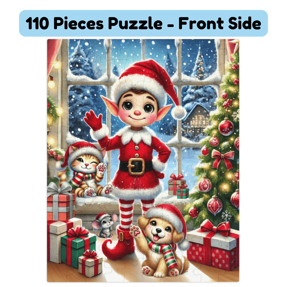 Christmas Gift, Personalized Elf Letter Double-Sided Jigsaw Puzzle: Goodbye or Hello From Your Elf (Elves)