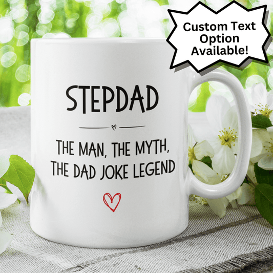 Bonus dad Stepdad Gift, Personalized Coffee Mug: Stepdad: The Dad Joke Legend
