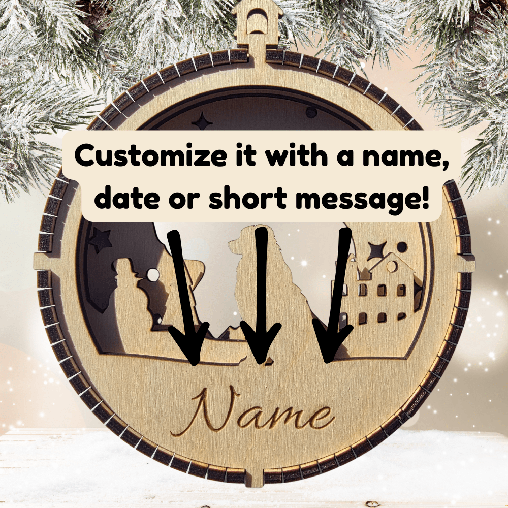 3D Wooden Dog Ornament: Australian Shepherd
