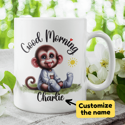 Good Morning Coffee Mug, Monkey