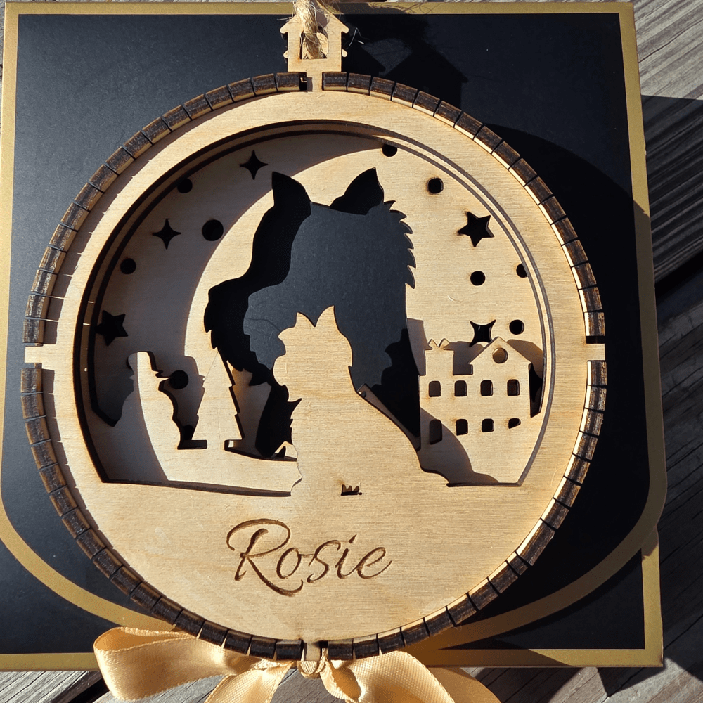 3D Wooden Dog Ornament: Yorkshire Terrier (Yorkie)