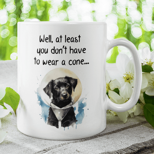 Get Well, Coffee Mug - Dog: Well, at least you don't have to wear a cone