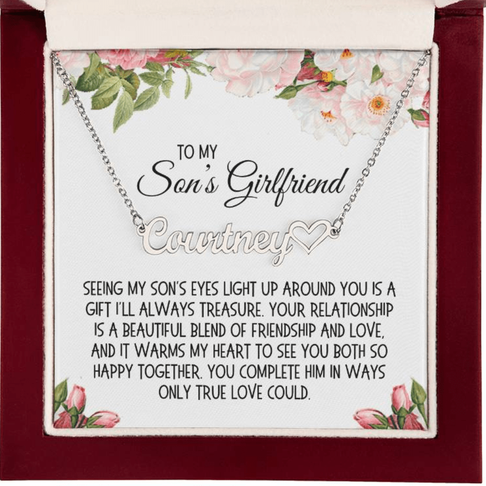 Son's Girlfriend Gift, Name Necklace: Seeing My Son's Eyes Light Up Around You