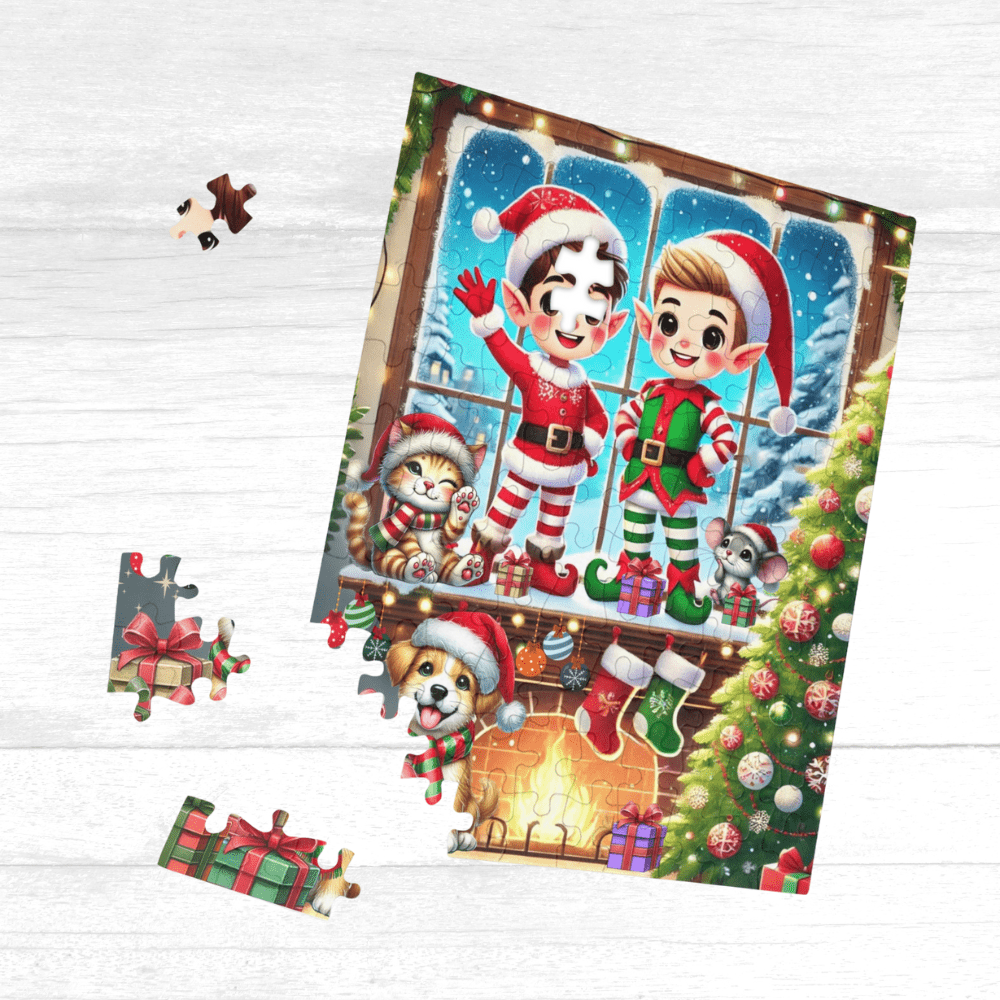 Christmas Gift, Personalized Elf Letter Double-Sided Jigsaw Puzzle: Goodbye or Hello From Your Elf (Elves)