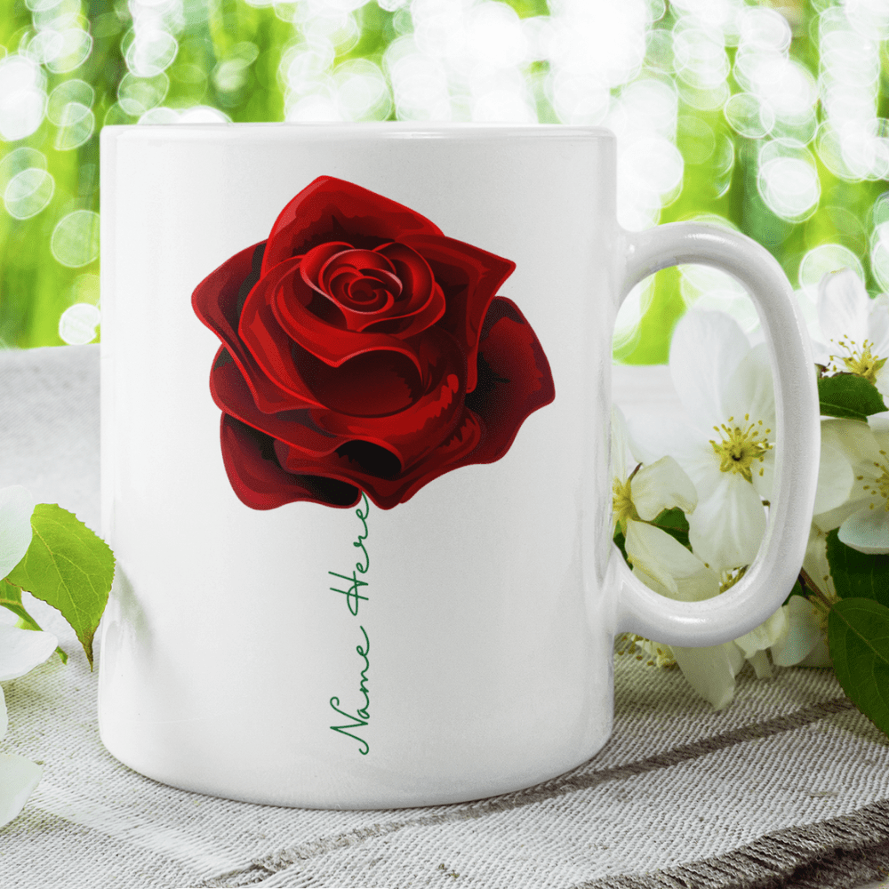 Flower Mug, Personalized Name Rose Mug