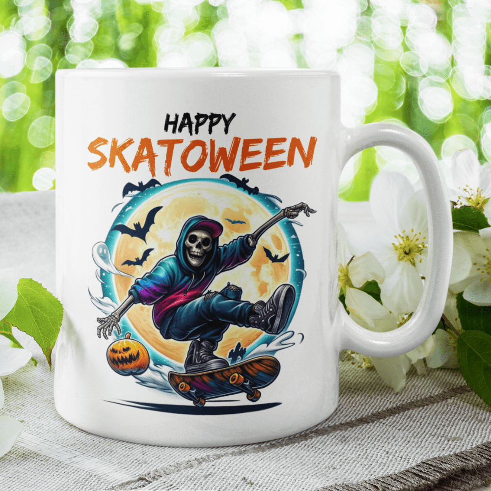 Halloween Gift, Coffee Mug: Happy Skatoween