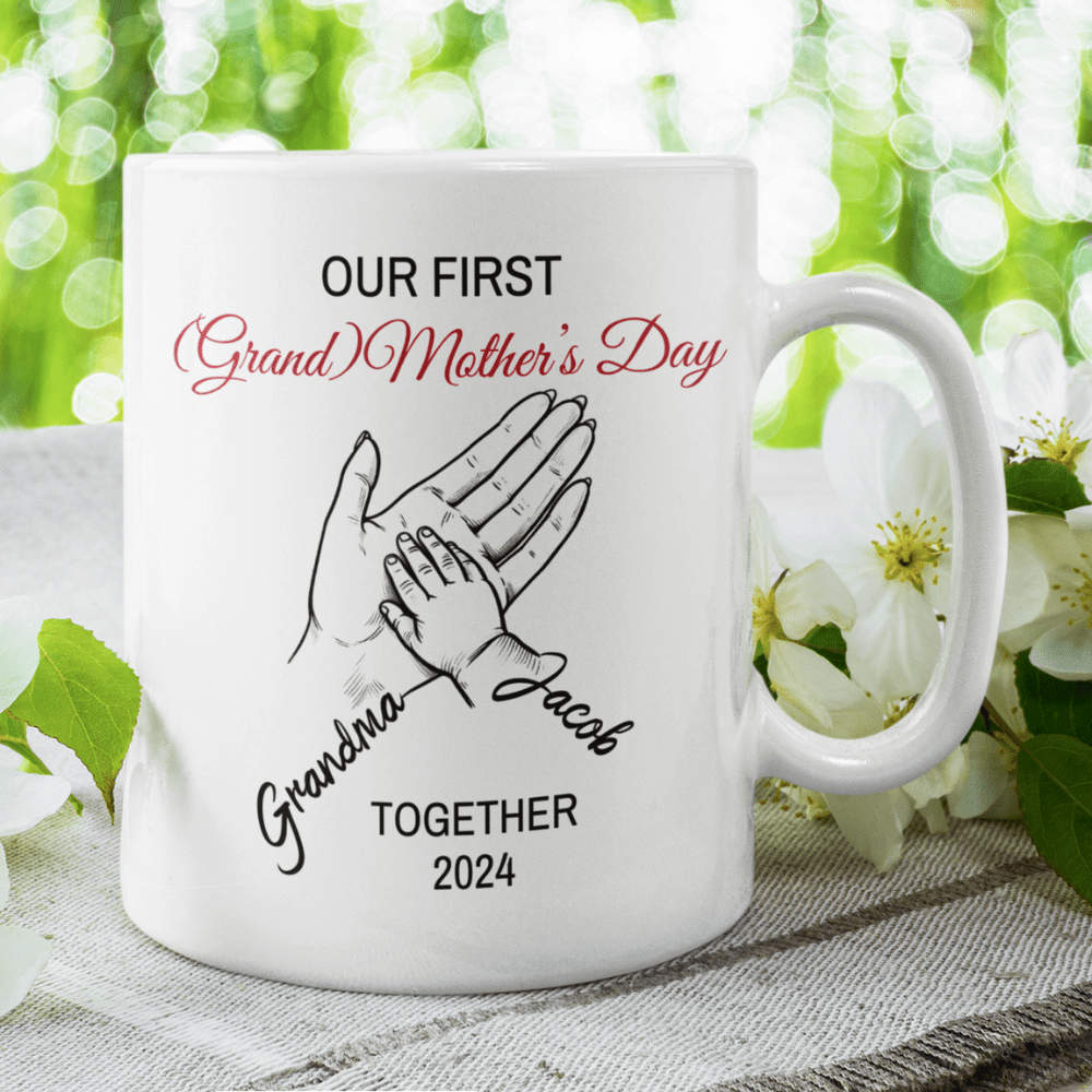 Grandma Gift, Personalized Coffee Mug: Our First (Grand) Mother's Day Together