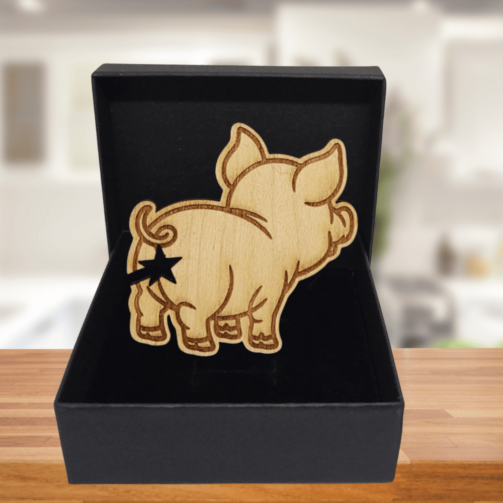 Funny Pig Wooden Bread Clip: Oink if you love carbs