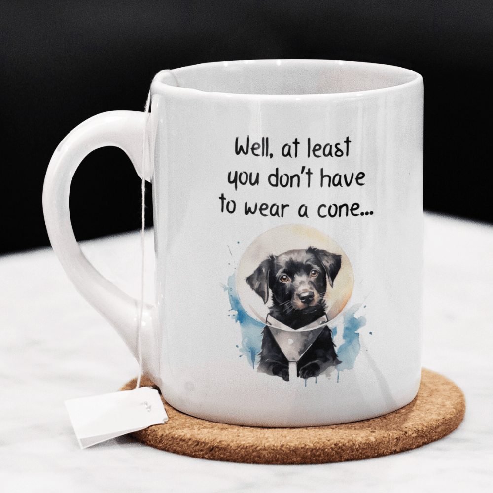 Get Well, Coffee Mug - Dog: Well, at least you don't have to wear a cone