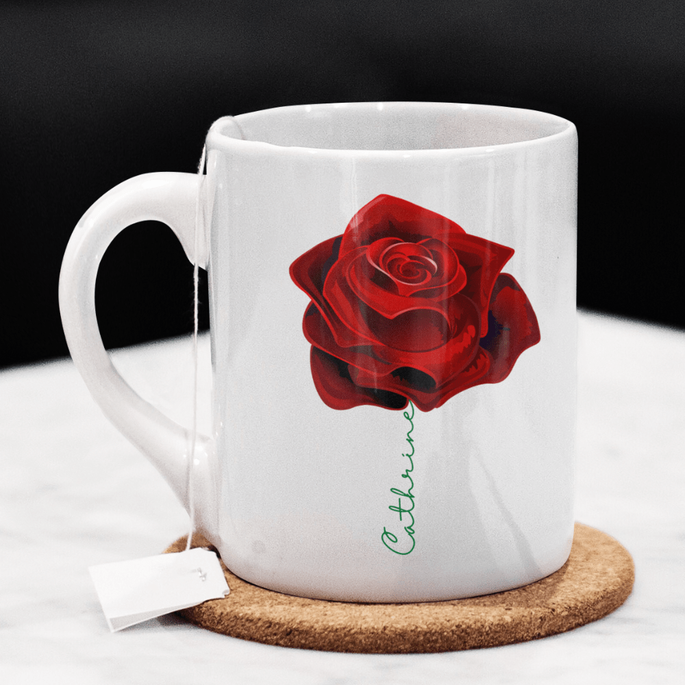 Flower Mug, Personalized Name Rose Mug