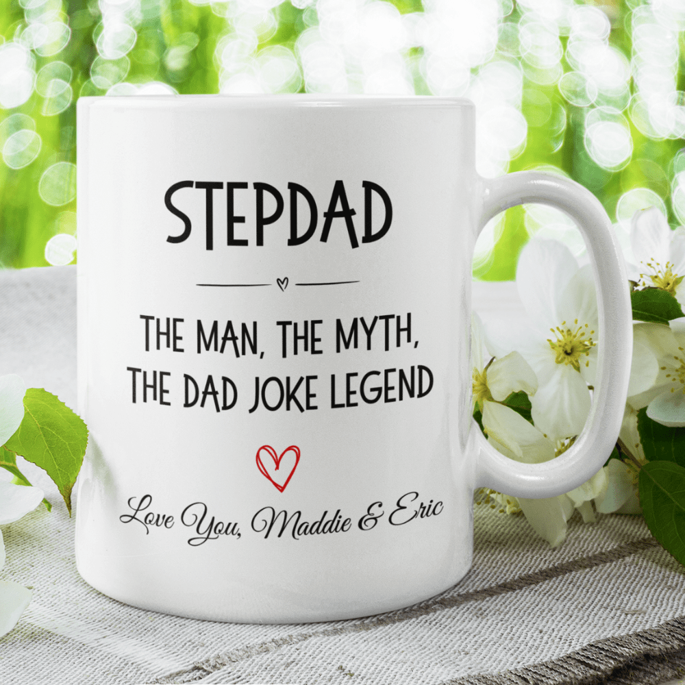 Bonus dad Stepdad Gift, Personalized Coffee Mug: Stepdad: The Dad Joke Legend
