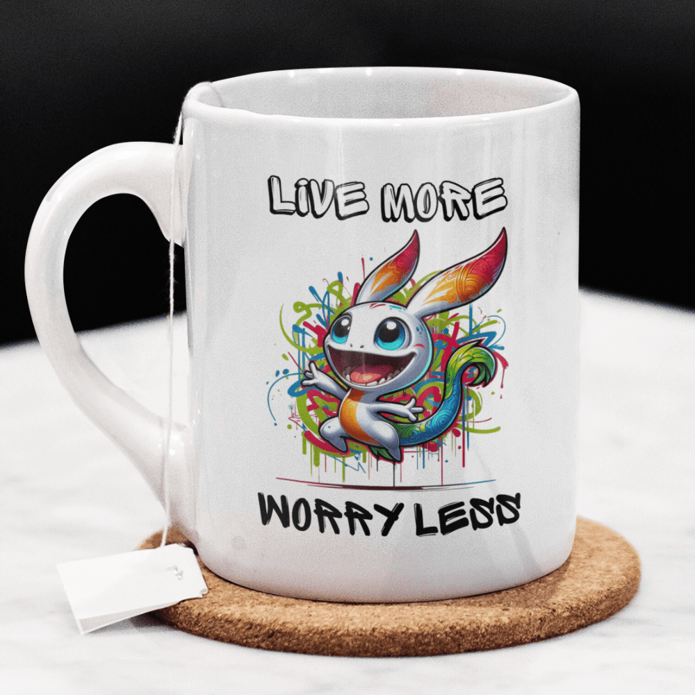 Motivational Gift, Coffee Mug: Live More Worry Less...