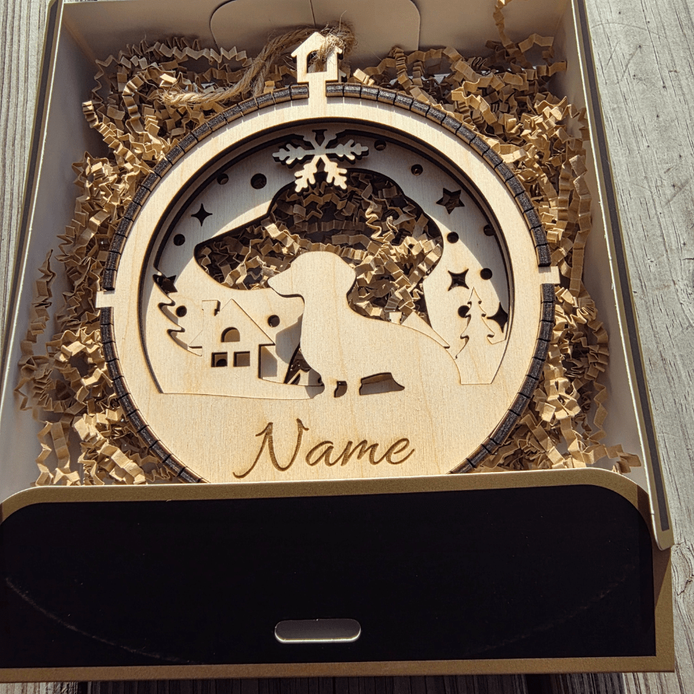 3D Wooden Dog Ornament: Dachshund