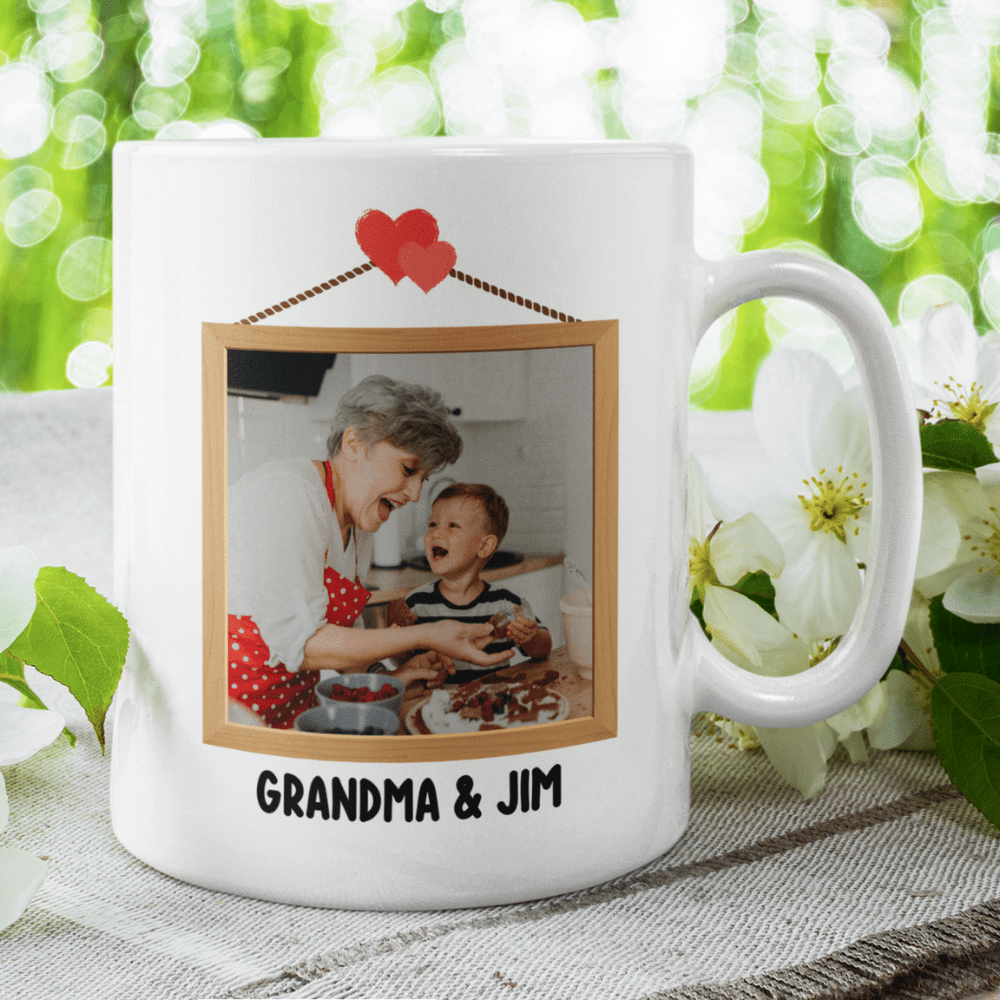 Grandma Gift, Personalized Photo Coffee Mug: My Heart Belongs To Grandma