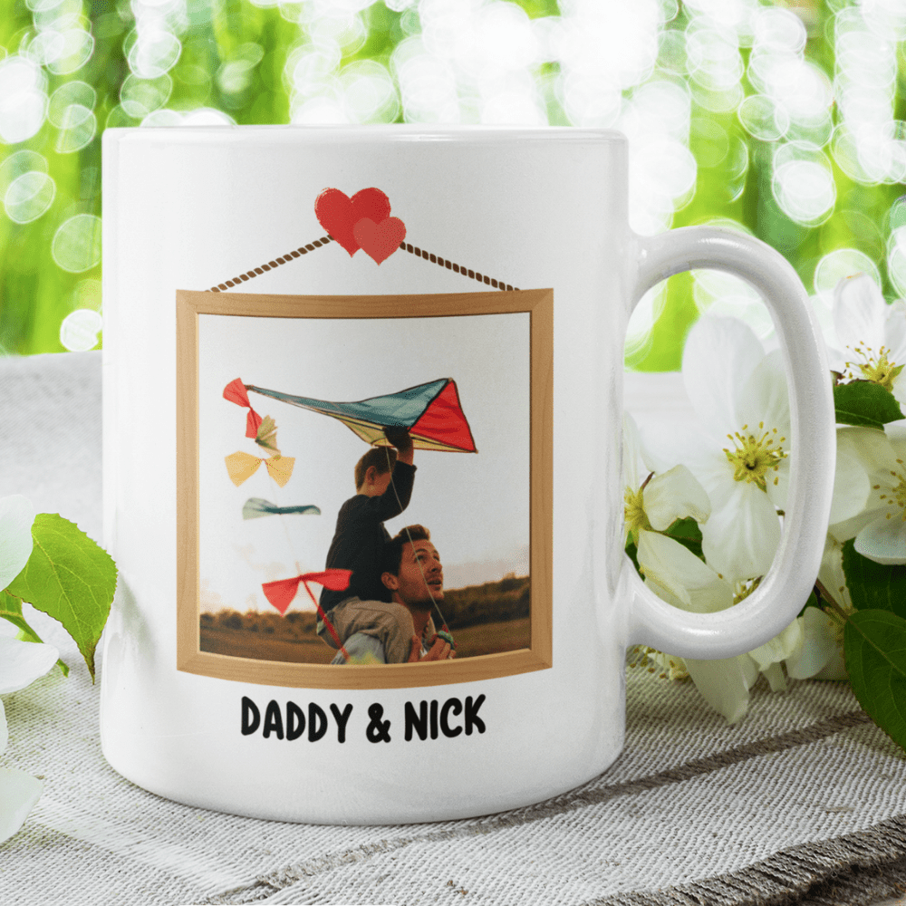 Daddy Gift, Personalized Photo Coffee Mug: My Heart Belongs To Daddy