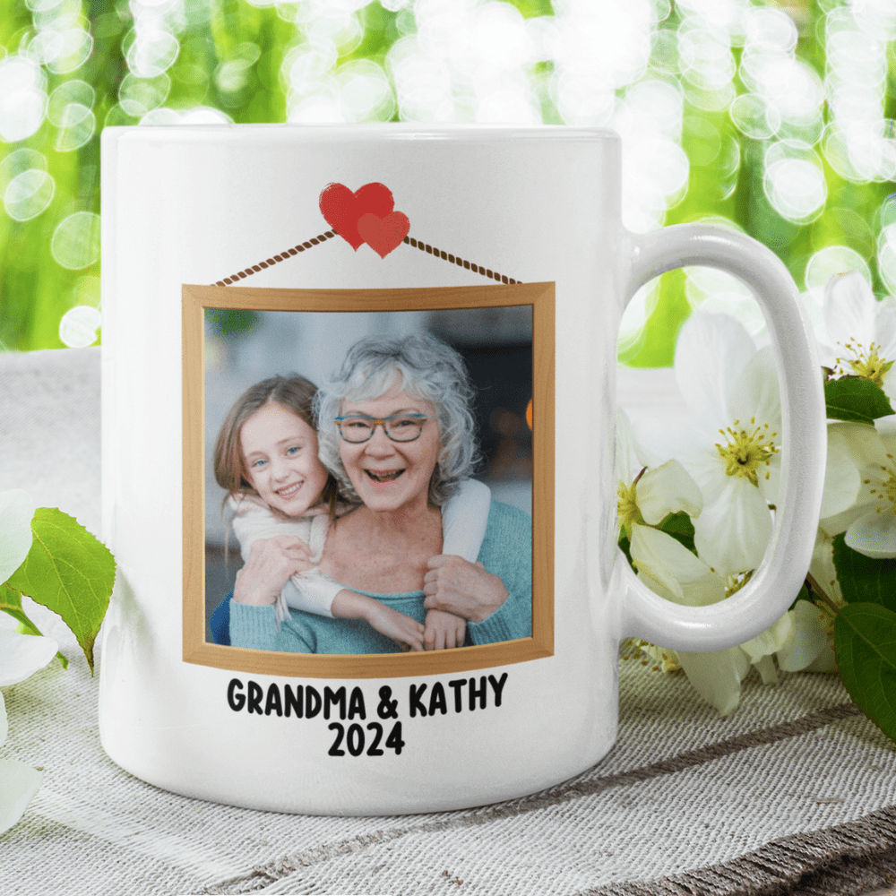 Grandma Gift, Personalized Photo Coffee Mug: My Heart Belongs To Grandma