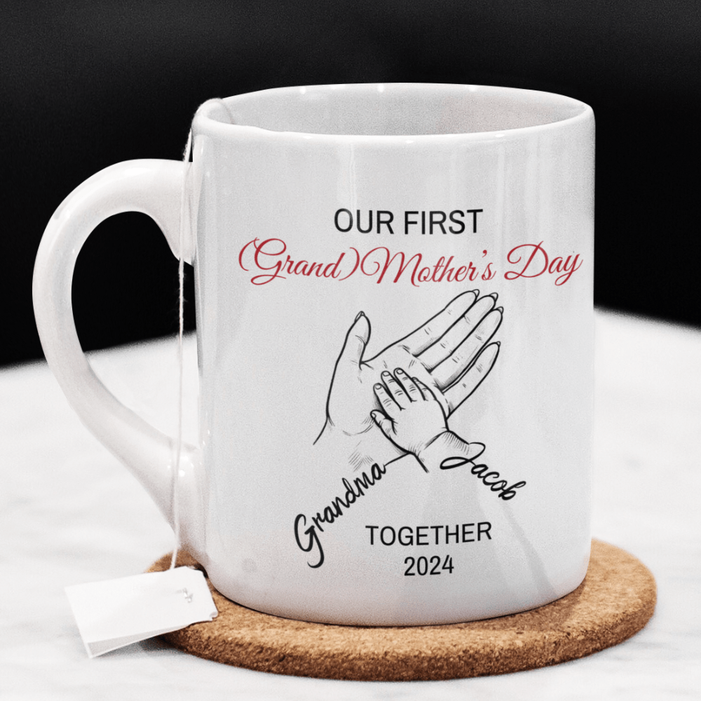 Grandma Gift, Personalized Coffee Mug: Our First (Grand) Mother's Day Together