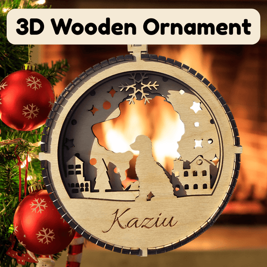 3D Wooden Dog Ornament: Goldendoodle
