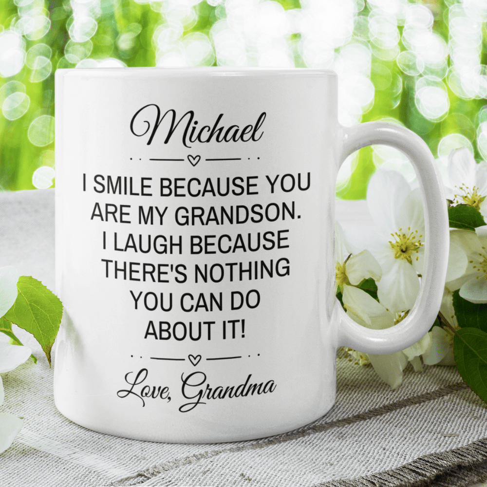 Grandson Gift, Coffee Mug: I Smile Because You're My Grandson...