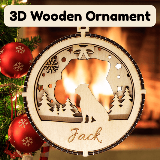3D Wooden Dog Ornament: American Bulldog