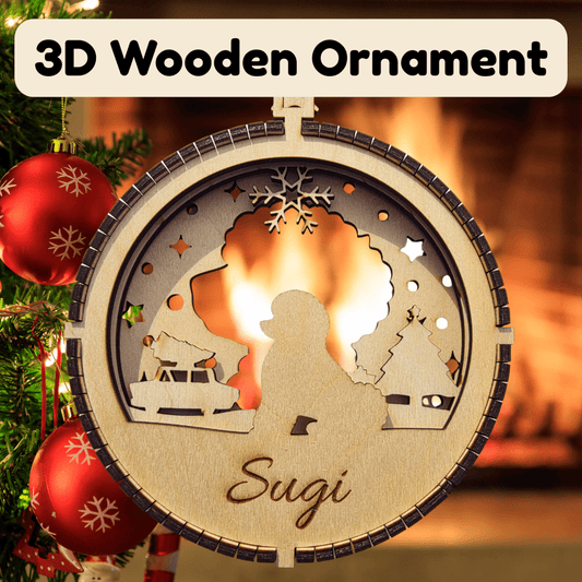 3D Wooden Dog Ornament: Bichon Frise