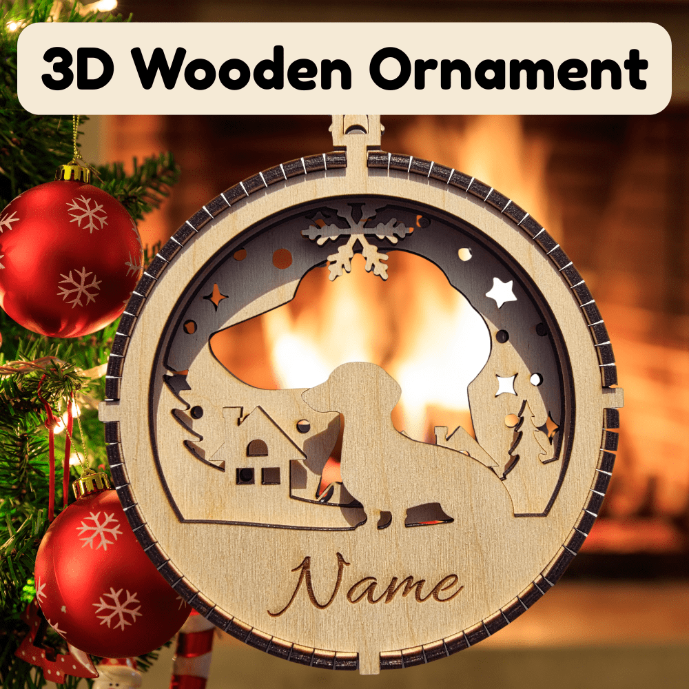 3D Wooden Dog Ornament: Dachshund
