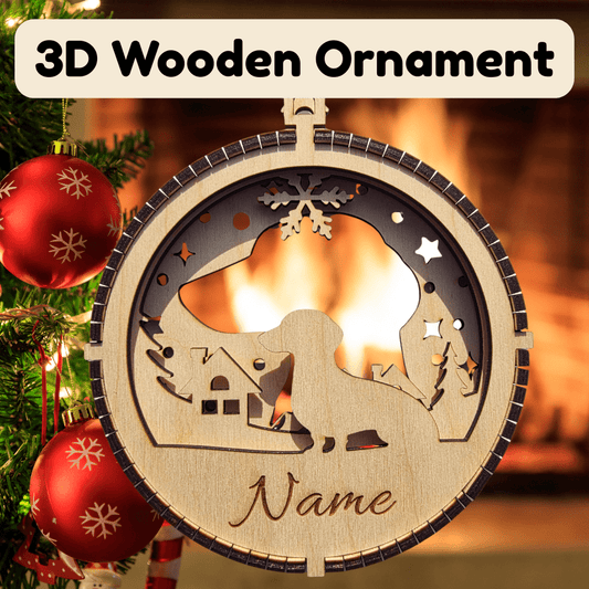 3D Wooden Dog Ornament: Dachshund