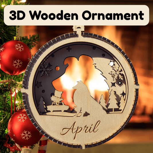 3D Wooden Dog Ornament: Border Collie