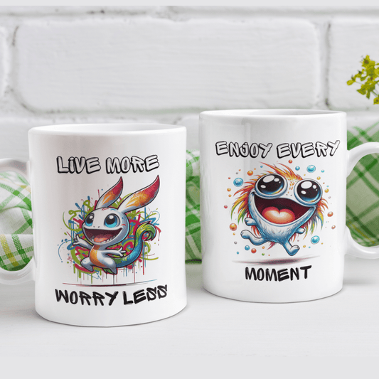 Motivational Gift, Coffee Mug: Live More Worry Less...