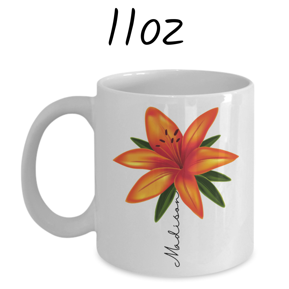 Flower Mug, Personalized Name Lily Mug
