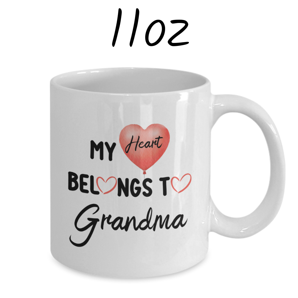 Grandma Gift, Personalized Photo Coffee Mug: My Heart Belongs To Grandma