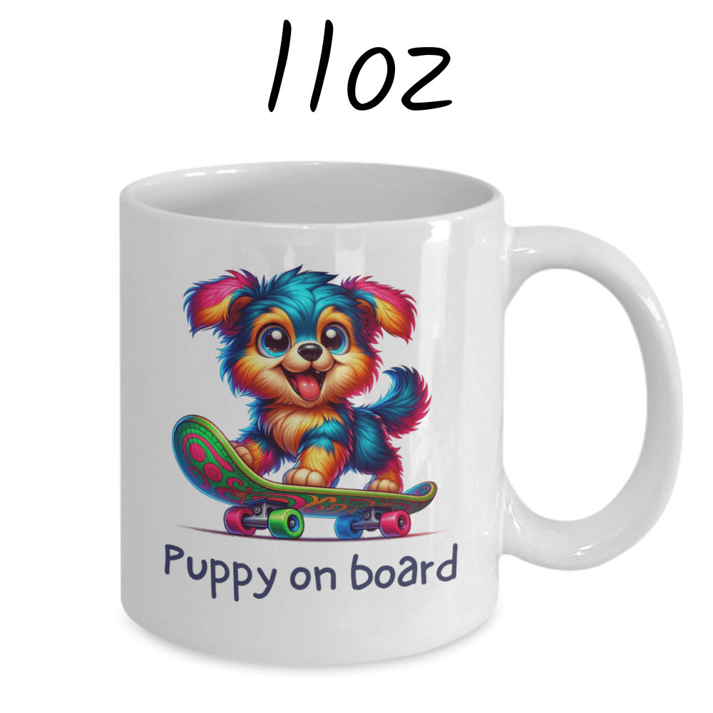 Dog, Skateboard Lover Coffee Mug: Puppy On Board